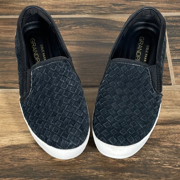 Cole Haan GrandPro Spectator Womens Size 6 Shoes Black Woven Suede Slip On - Picture 11 of 13
